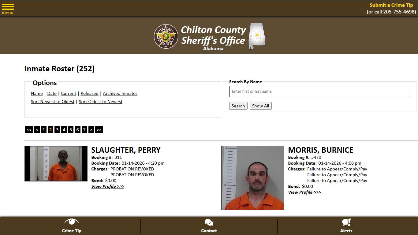 Inmate Roster - Page 2 Current Inmates Booking Date Descending - Chilton County Sheriff's Office