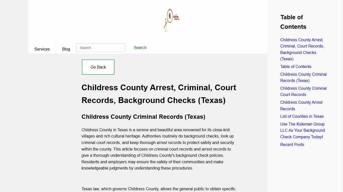Childress County Arrest, Criminal, Court Records, Background Checks (Texas)